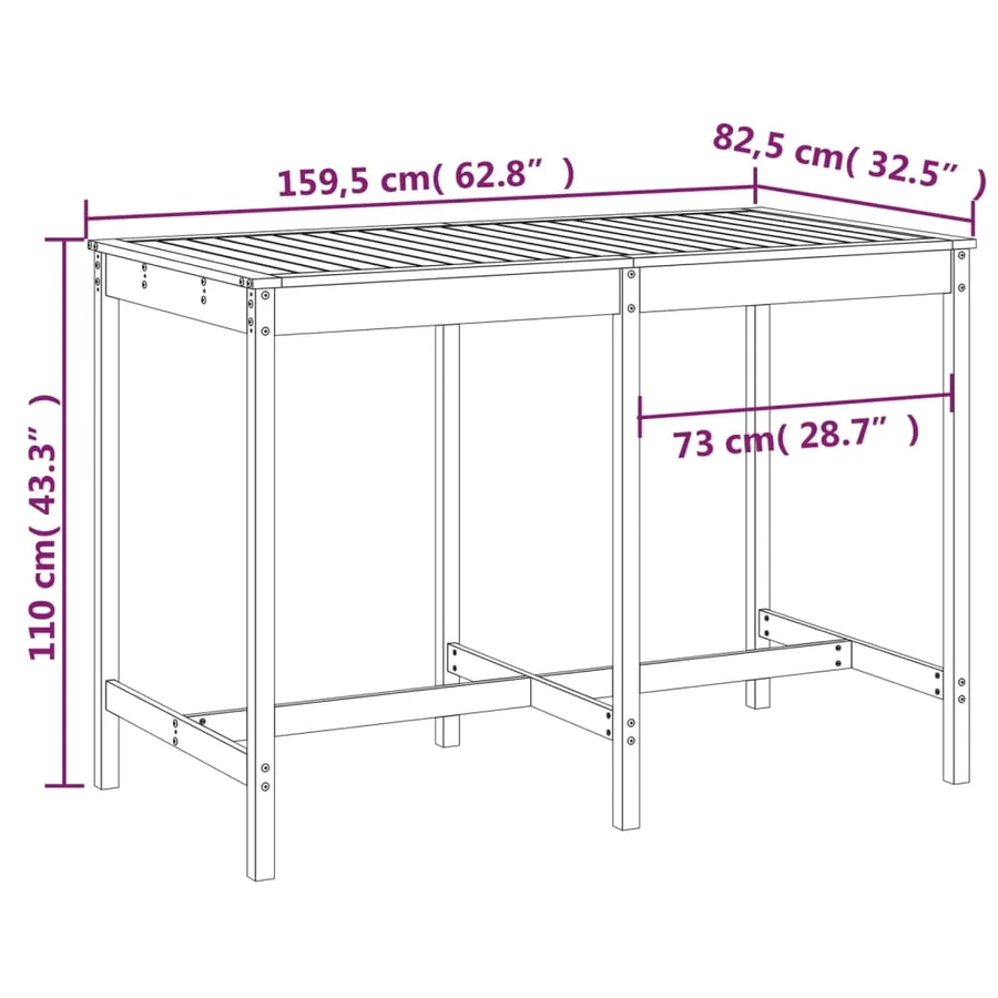 Table de jardin 159,5x82,5x110 cm bois massif de douglas - 7