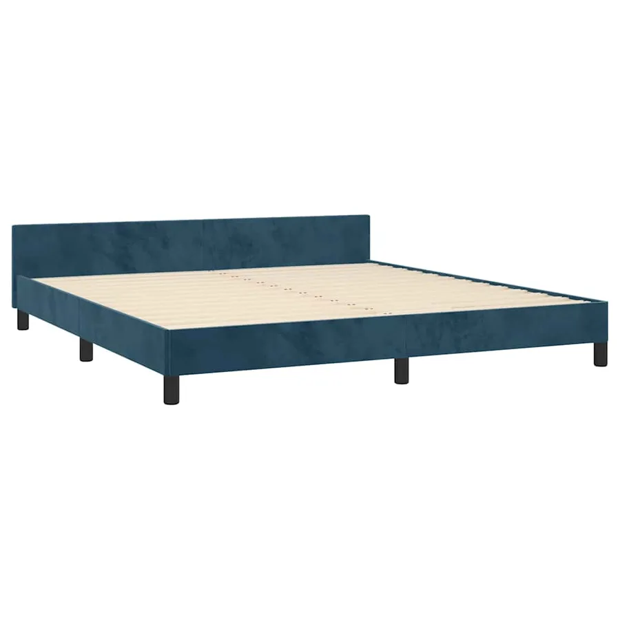 Cadre de lit sans matelas bleu foncé 160x200 cm velours - 5