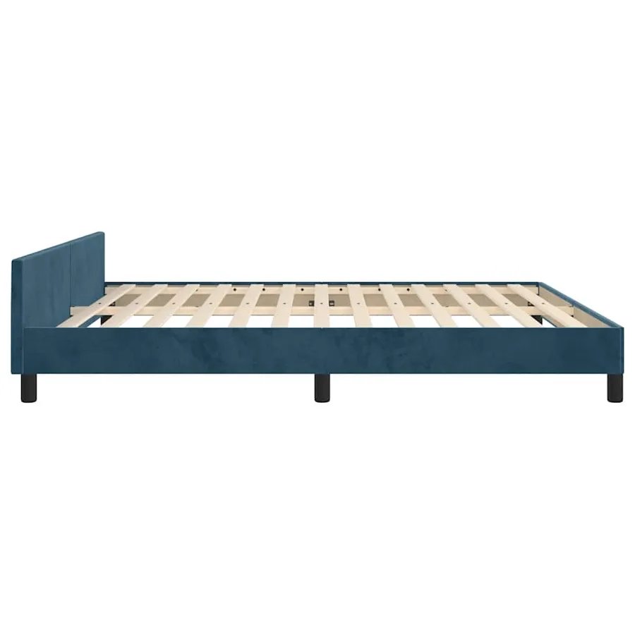 Cadre de lit sans matelas bleu foncé 160x200 cm velours - 7