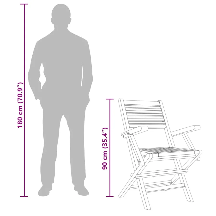 Chaises de jardin pliantes lot de 6 55x62x90cm bois massif teck - 6