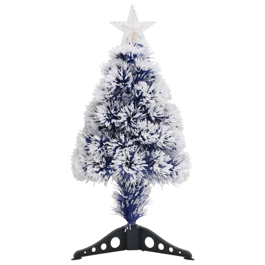 Arbre de Noël artificiel pré-éclairé blanc/bleu fibre optique - 2