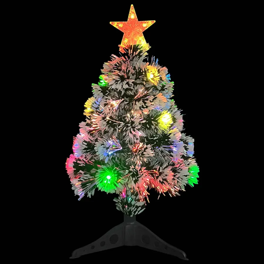 Arbre de Noël artificiel pré-éclairé blanc/bleu fibre optique - 3