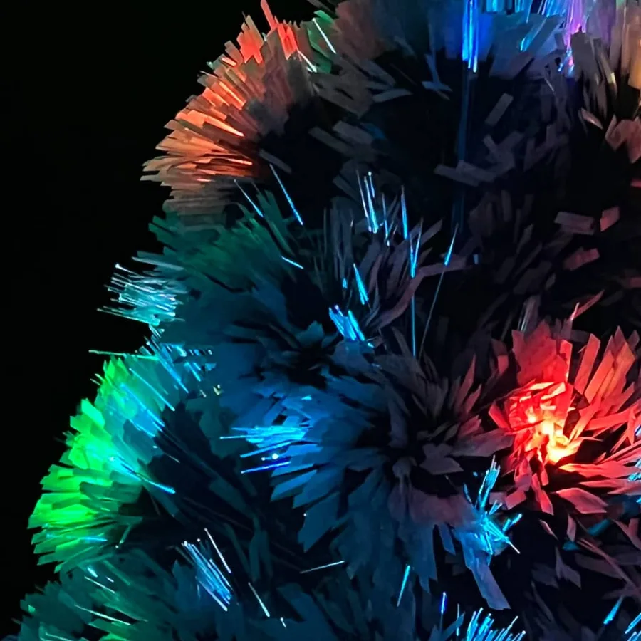 Arbre de Noël artificiel pré-éclairé blanc/bleu fibre optique - 4