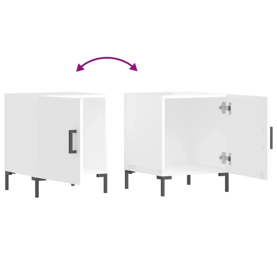 Tables de chevet 2 pcs blanc brillant 40x40x50 cm - 7