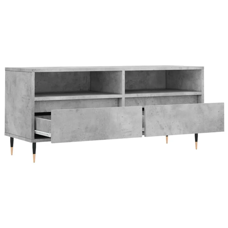 Meuble TV gris béton 100x34,5x44,5 cm bois d'ingénierie - 6