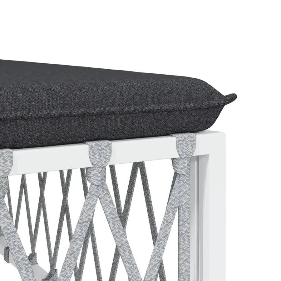 Salon de jardin 8 pcs avec coussins blanc acier - 7