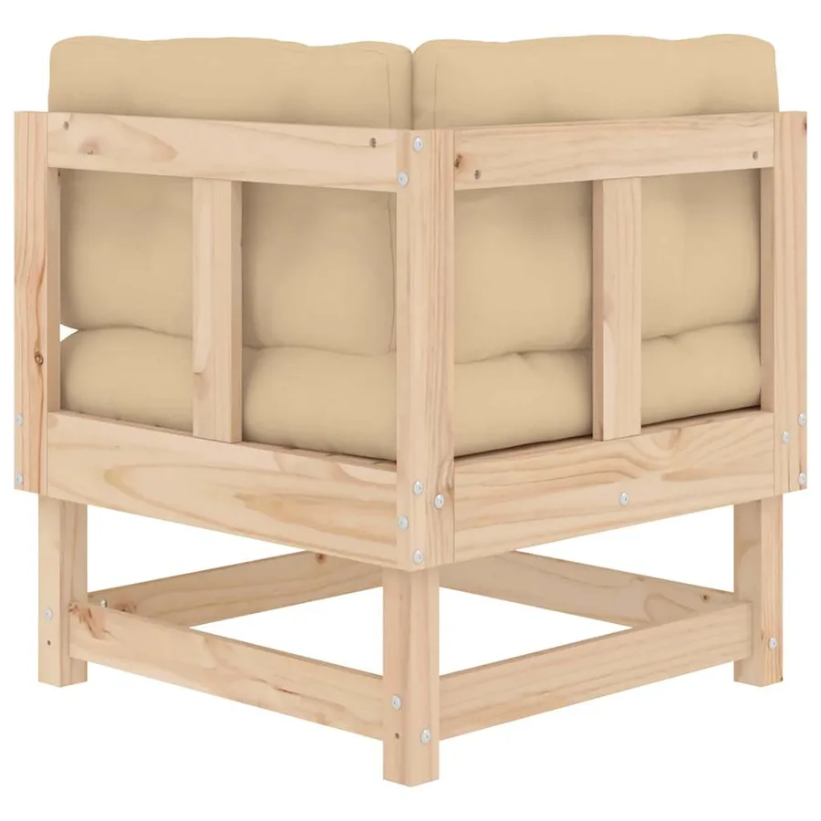 Canapé d'angle avec coussins bois de pin solide - 6