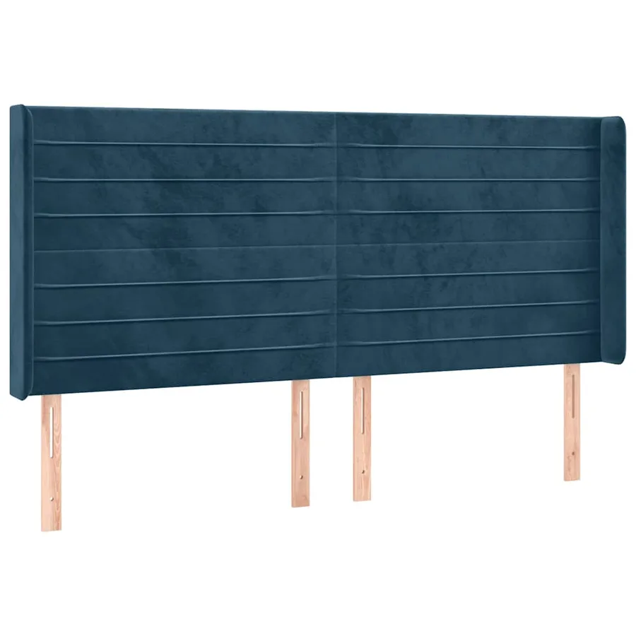 Tête de lit avec oreilles Bleu foncé 203x16x118/128 cm Velours - 2