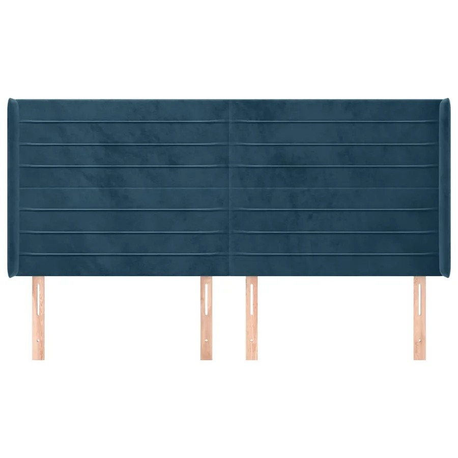 Tête de lit avec oreilles Bleu foncé 203x16x118/128 cm Velours - 3