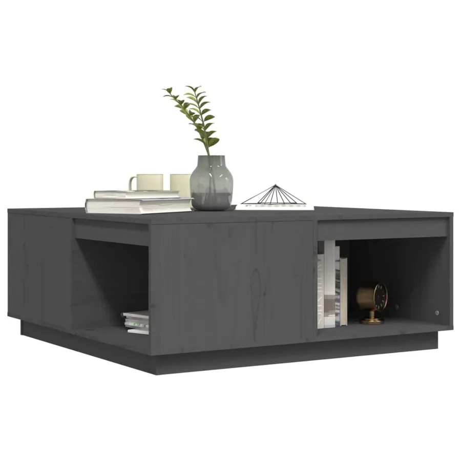 Table basse Gris 100x101x40,5 cm Bois massif de pin - 4