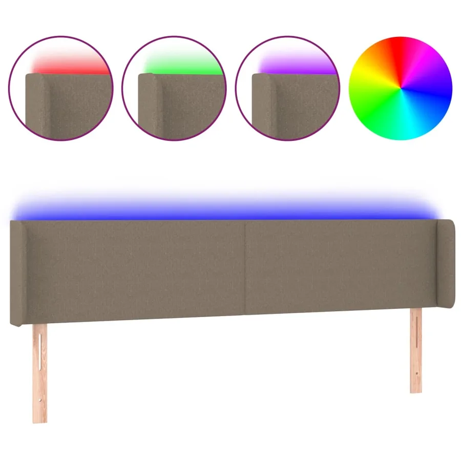 Tête de lit à LED Taupe 183x16x78/88 cm Tissu - 2