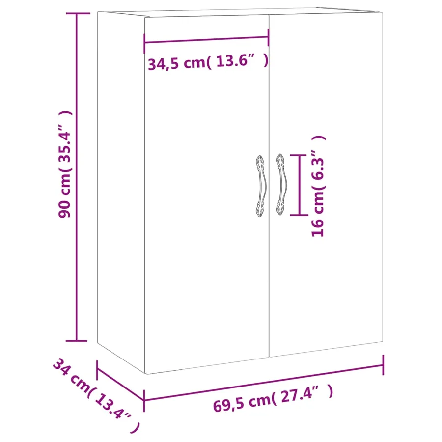 Armoire murale chêne sonoma 69,5x34x90 cm - 13