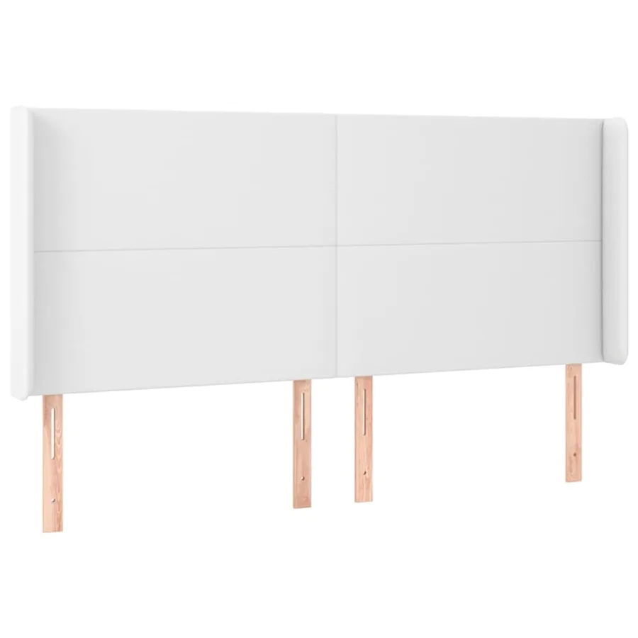 Tête de lit avec oreilles Blanc 203x16x118/128 cm Similicuir - 2