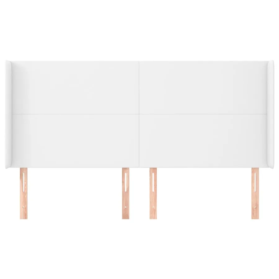 Tête de lit avec oreilles Blanc 203x16x118/128 cm Similicuir - 3