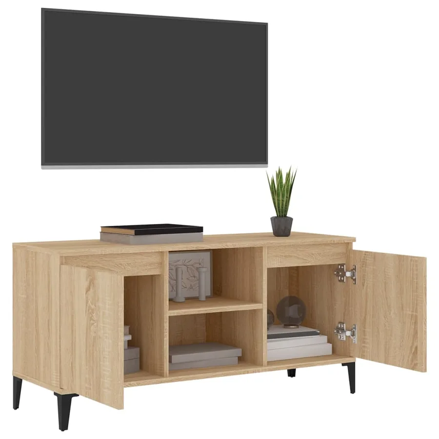 Meuble TV avec pieds en métal Chêne sonoma 103,5x35x50 cm - 4