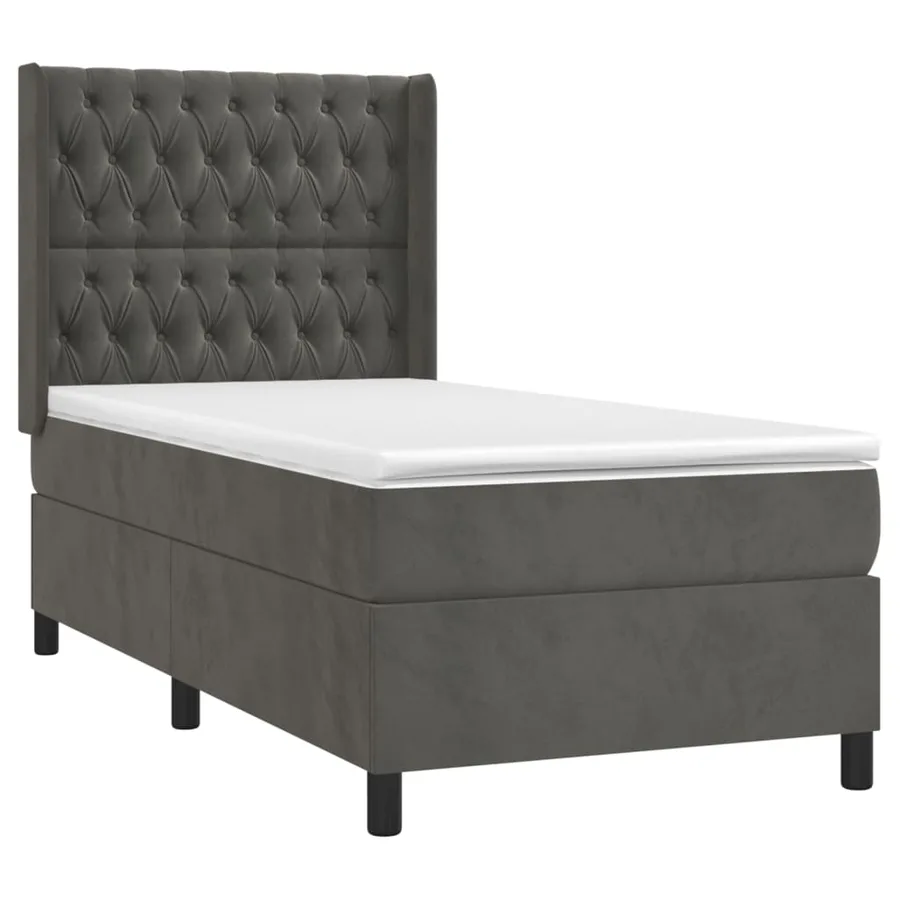 Sommier à lattes de lit et matelas Gris foncé 90x190 cm Velours - 3