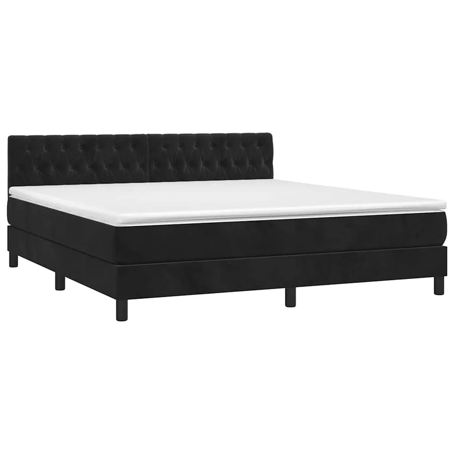 Sommier à lattes de lit avec matelas Noir 180x200 cm Velours - 3