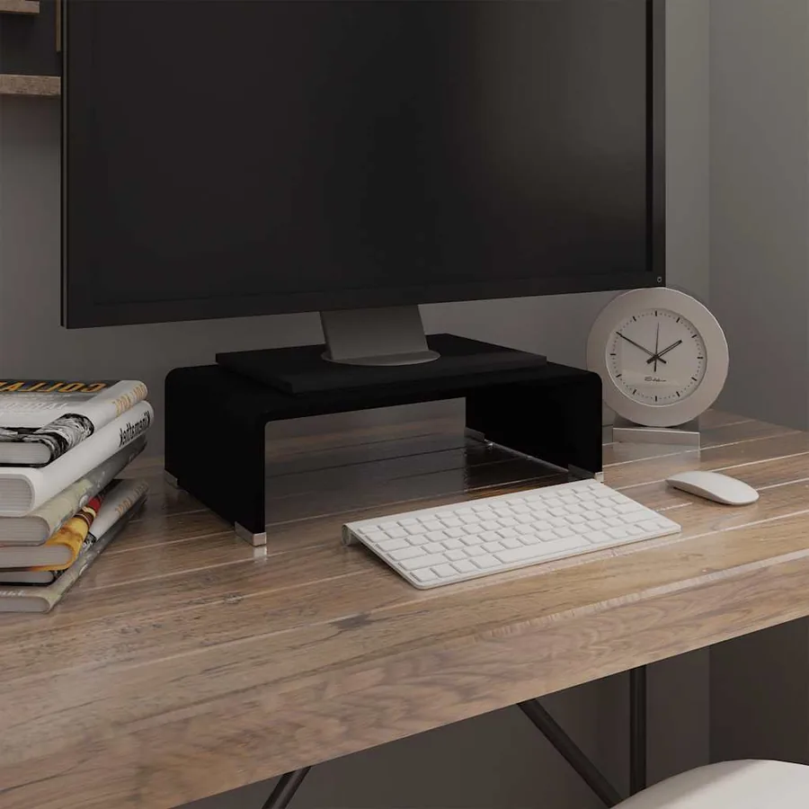 Meuble TV/support pour moniteur 40x25x11 cm verre noir
