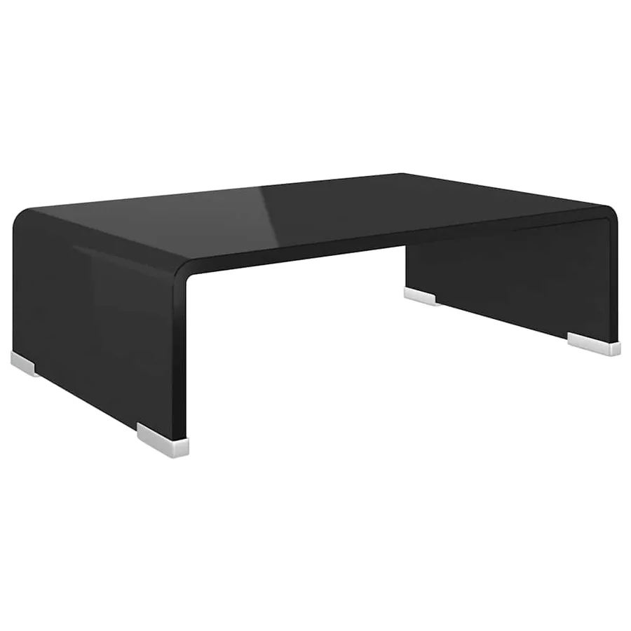 Meuble TV/support pour moniteur 40x25x11 cm verre noir - 2