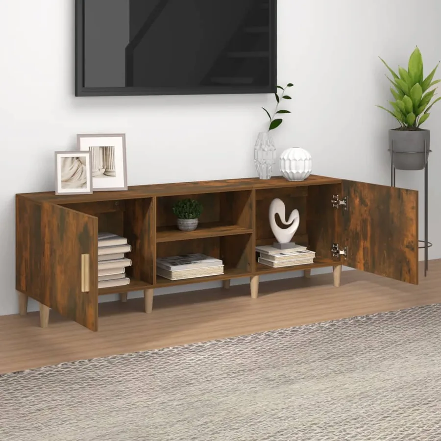 Meuble TV Chêne fumé 150x30x50 cm Bois d'ingénierie - 3