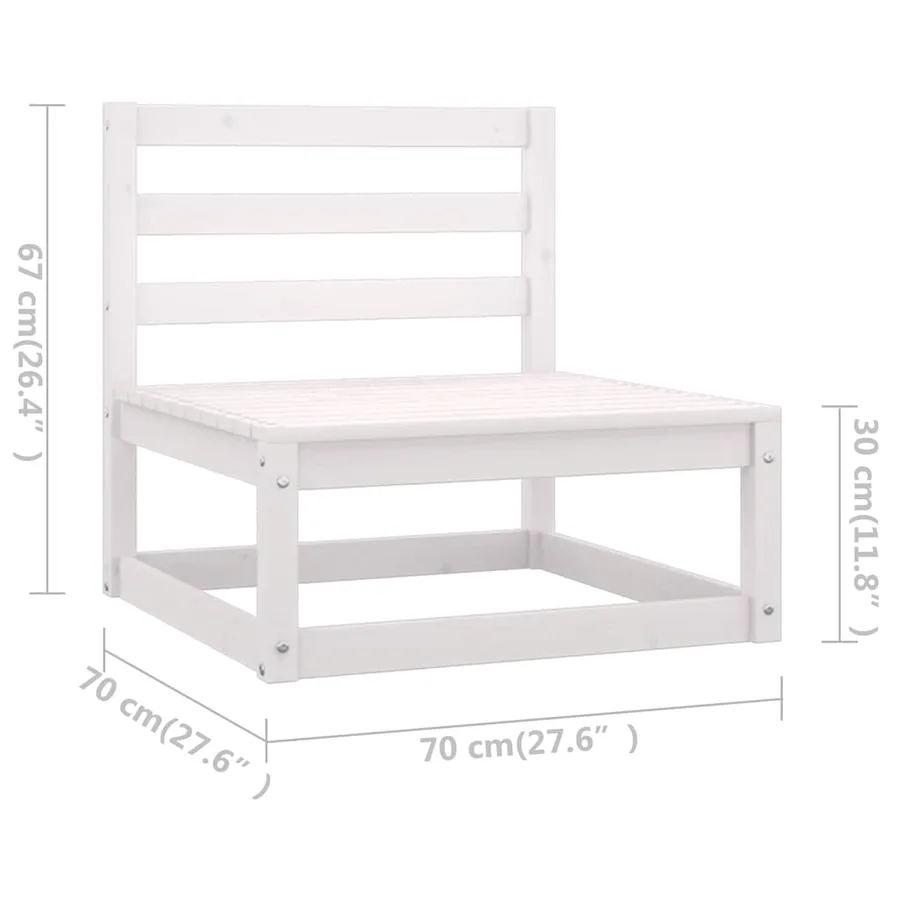 Salon de jardin 7 pcs Blanc Bois de pin massif - 9