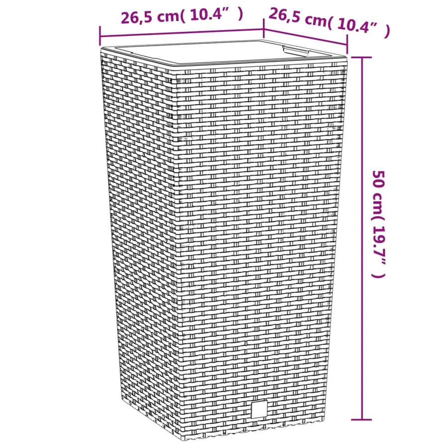 Jardinière et intérieur amovible blanc 11/26,5 L rotin PP - 7
