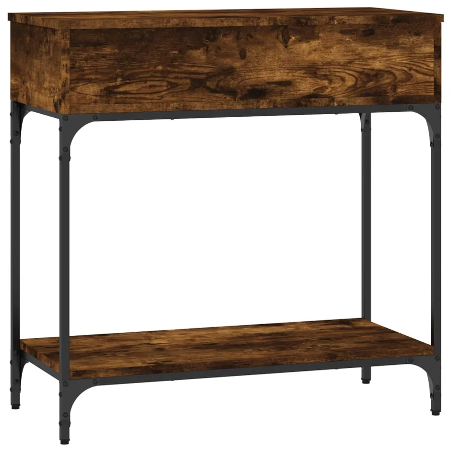 Table console chêne fumé 75x34,5x75 cm bois d'ingénierie - 5