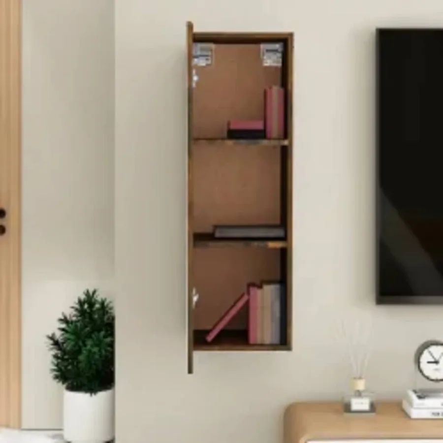 Meubles TV Chêne fumé 30,5x30x90 cm Bois d'ingénierie - 3