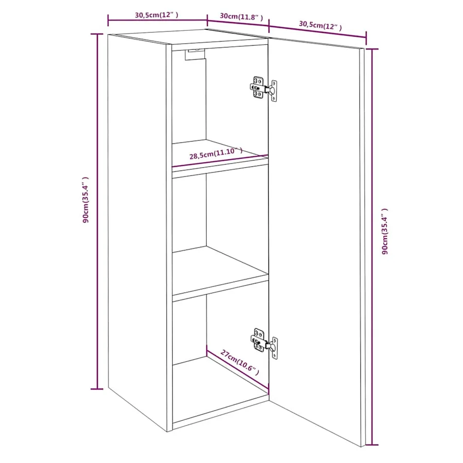 Meubles TV Chêne fumé 30,5x30x90 cm Bois d'ingénierie - 9