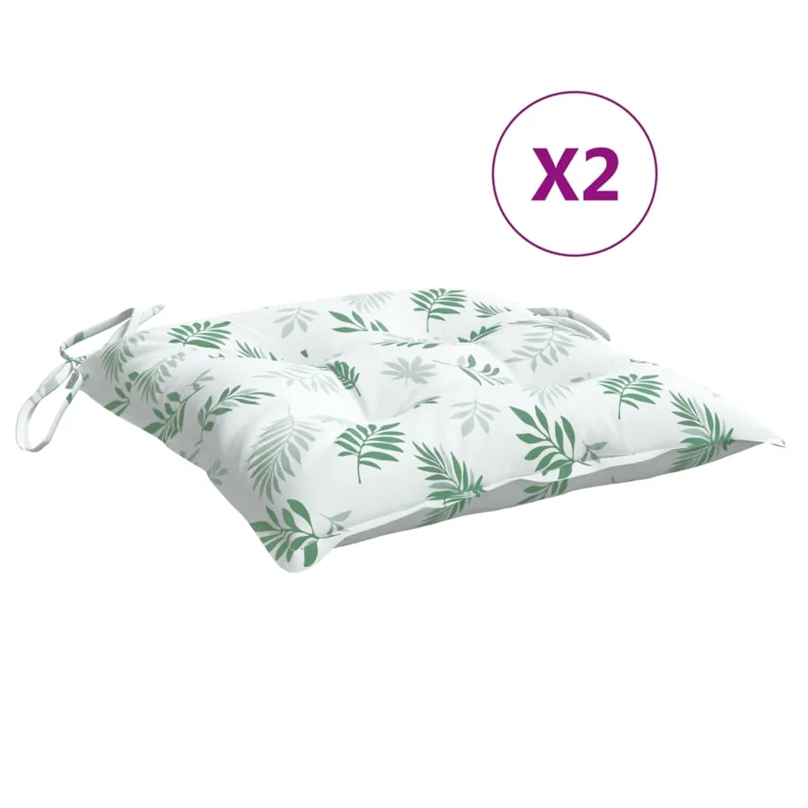 Coussins de chaise lot de 2 à motif de feuilles 50x50x7 cm - 2
