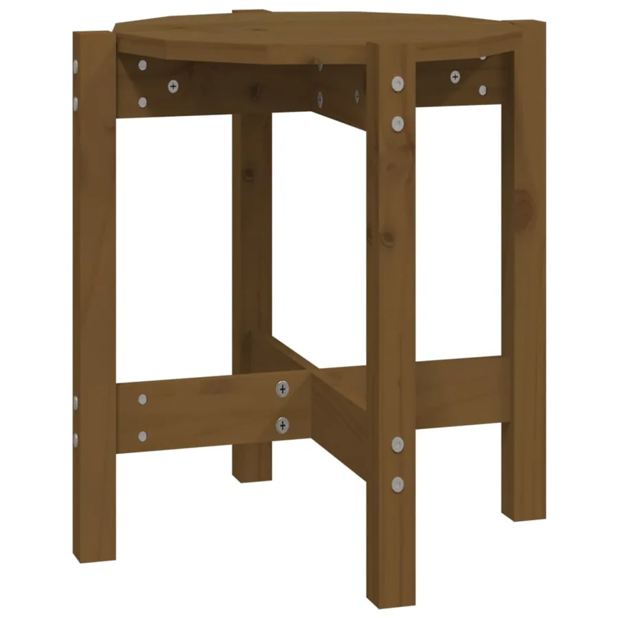 Table basse Marron miel Ø 42,5x45 cm Bois massif de pin - 2