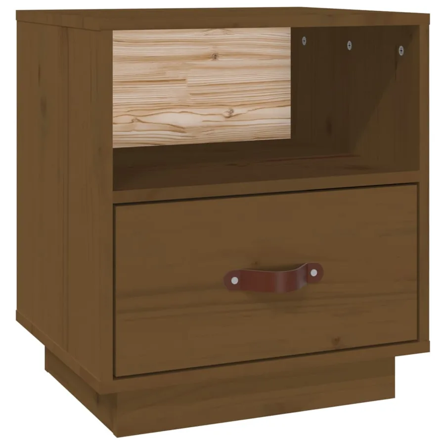 Table de chevet Marron miel 40x34x45 cm Bois de pin massif - 2
