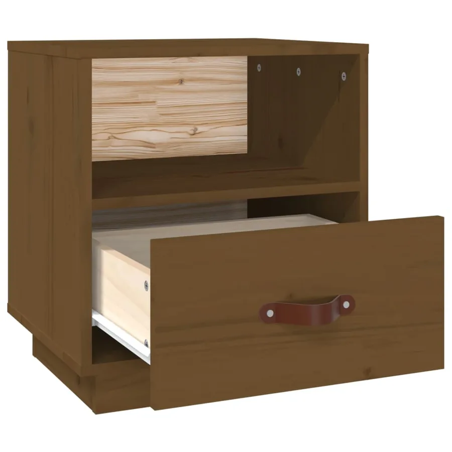 Table de chevet Marron miel 40x34x45 cm Bois de pin massif - 7