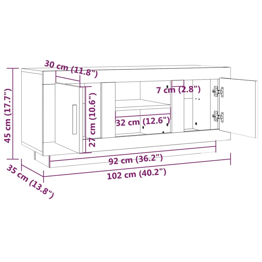 Meuble TV gris béton 102x35x45 cm bois d'ingénierie - 8