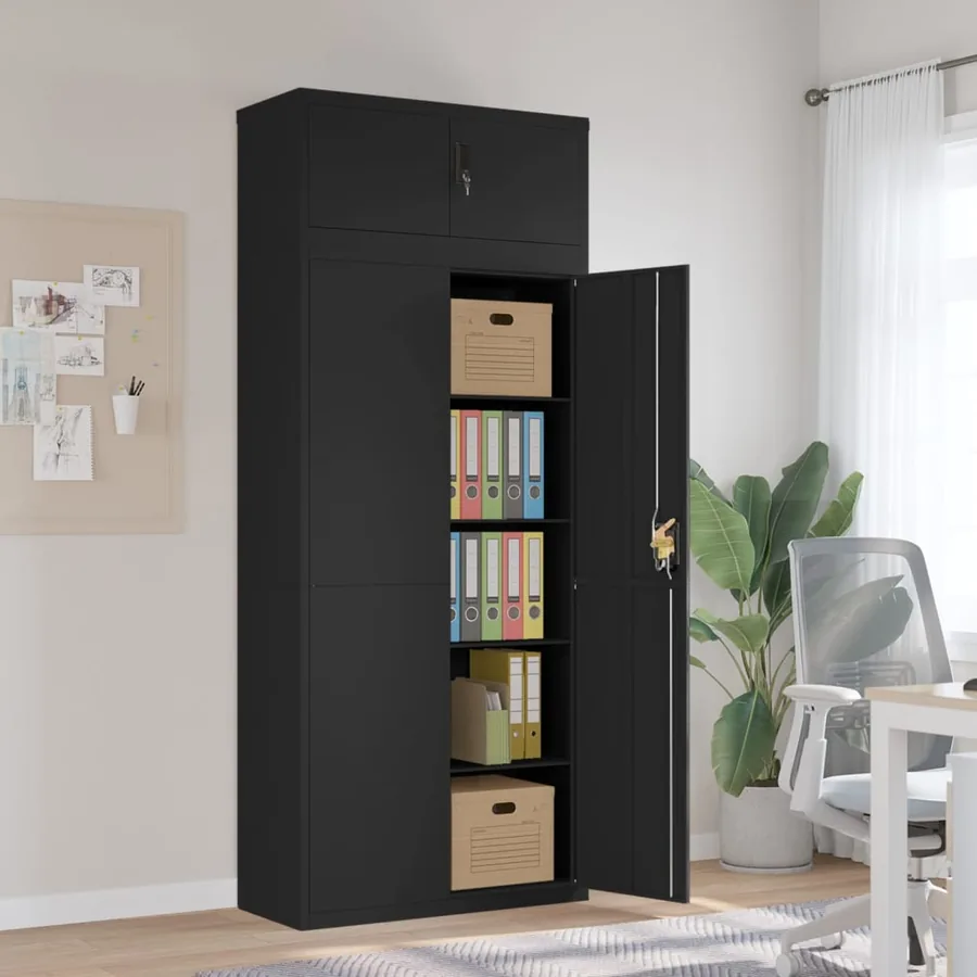 Classeur noir 90x40x220 cm acier