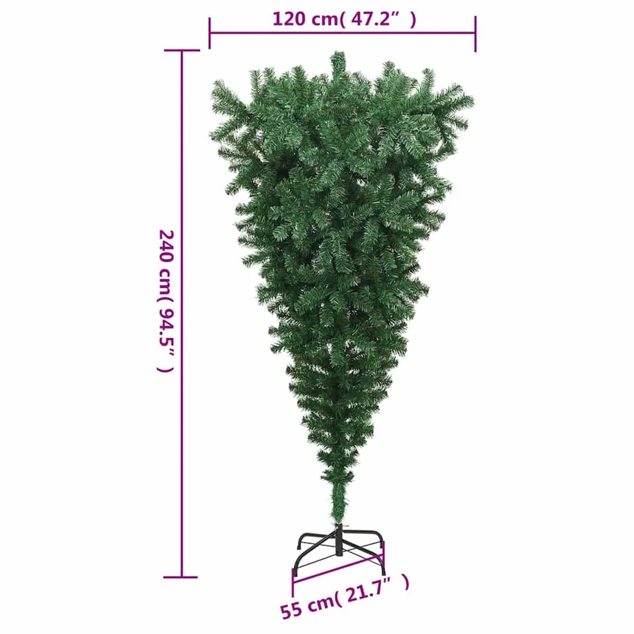 Sapin de Noël artificiel renversé avec support Vert 240 cm - 8