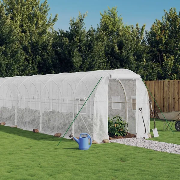 Serre avec cadre en acier blanc 44 m² 22x2x2 m