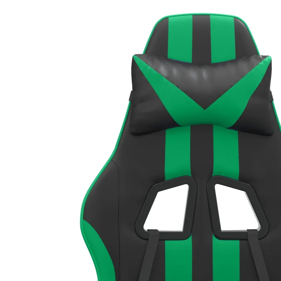 Chaise de jeu pivotante et repose-pied Noir et vert Similicuir - 10
