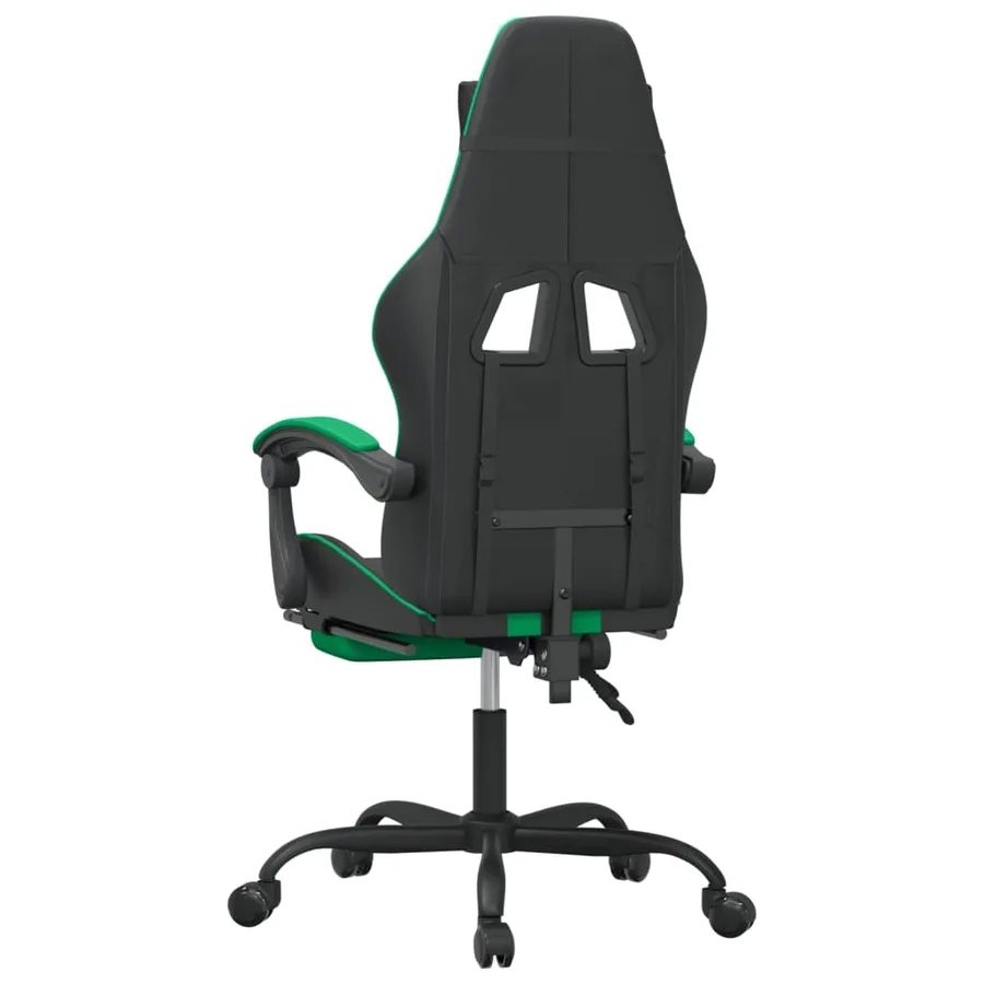 Chaise de jeu pivotante et repose-pied Noir et vert Similicuir - 5