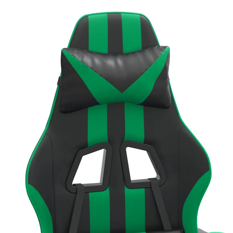 Chaise de jeu pivotante et repose-pied Noir et vert Similicuir - 8