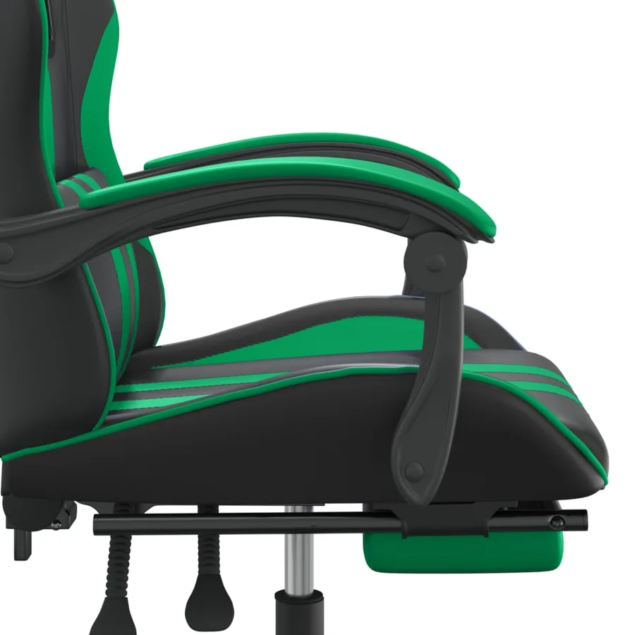 Chaise de jeu pivotante et repose-pied Noir et vert Similicuir - 9