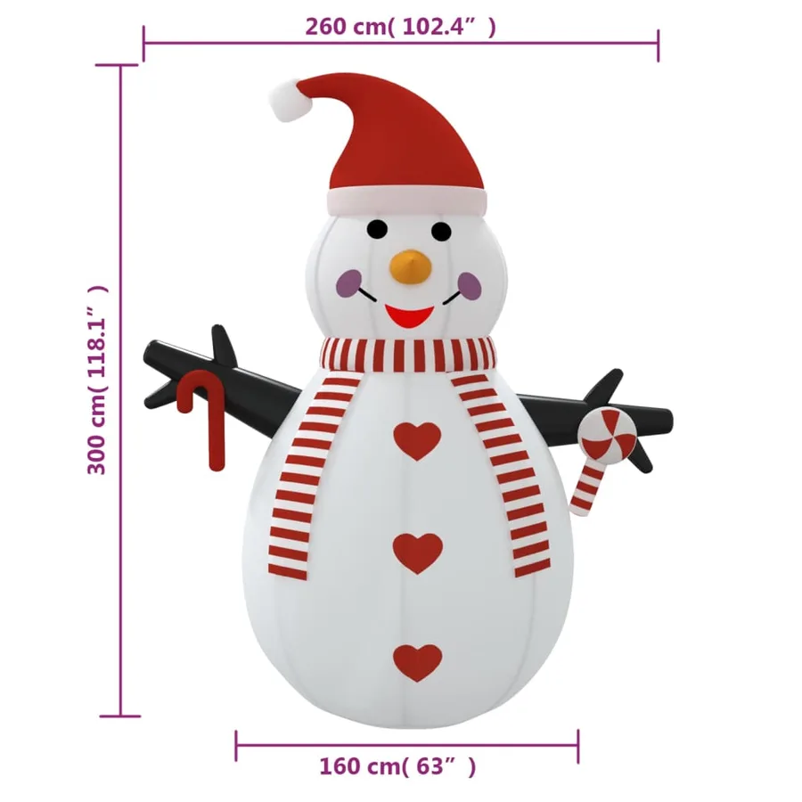 Bonhomme de neige gonflable avec LED 300 cm - 12