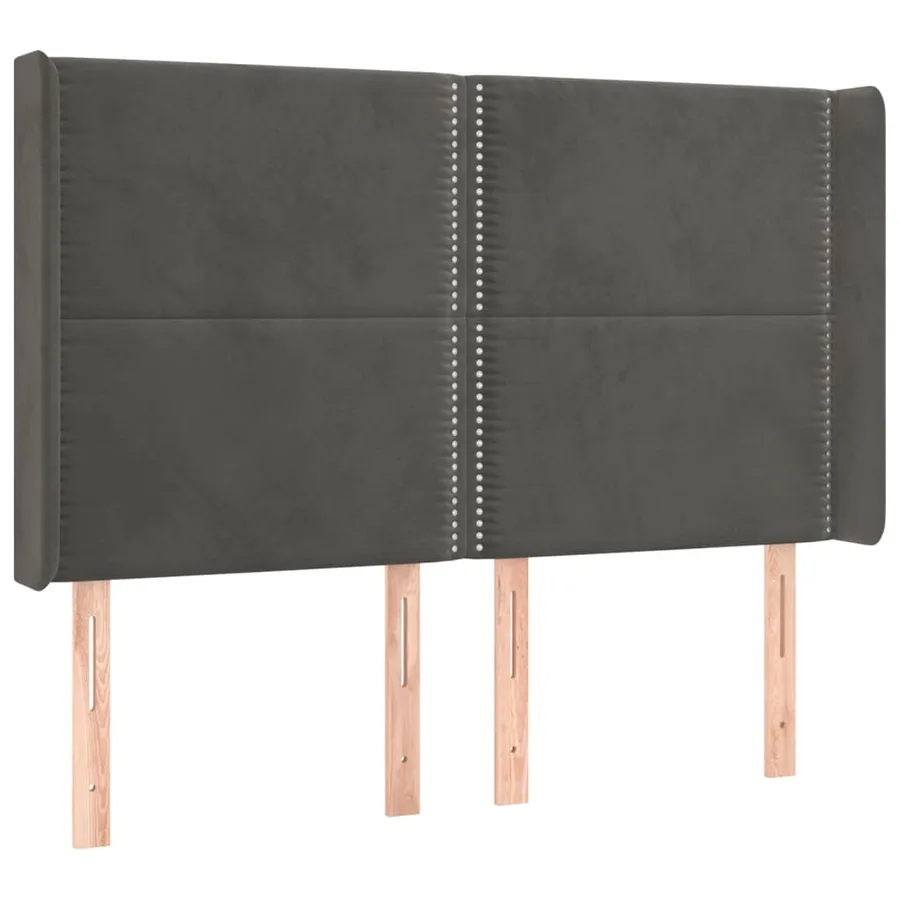 Tête de lit avec oreilles Gris foncé 147x16x118/128 cm Velours - 2