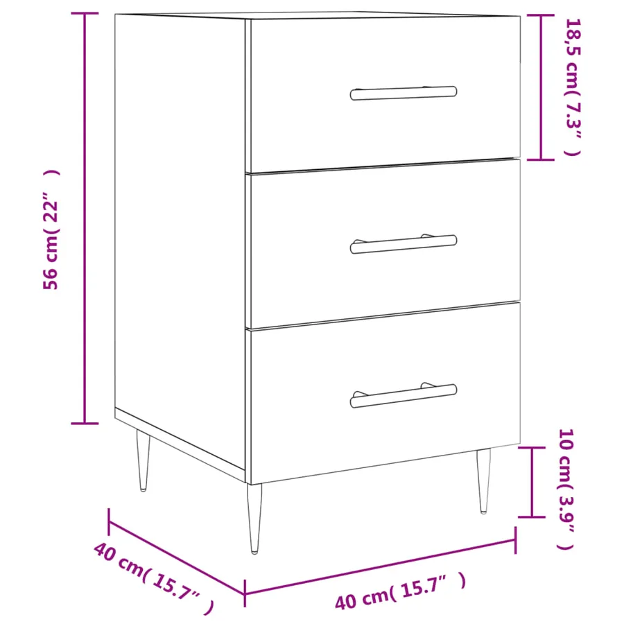 Table de chevet chêne sonoma 40x40x66 cm bois d'ingénierie - 12