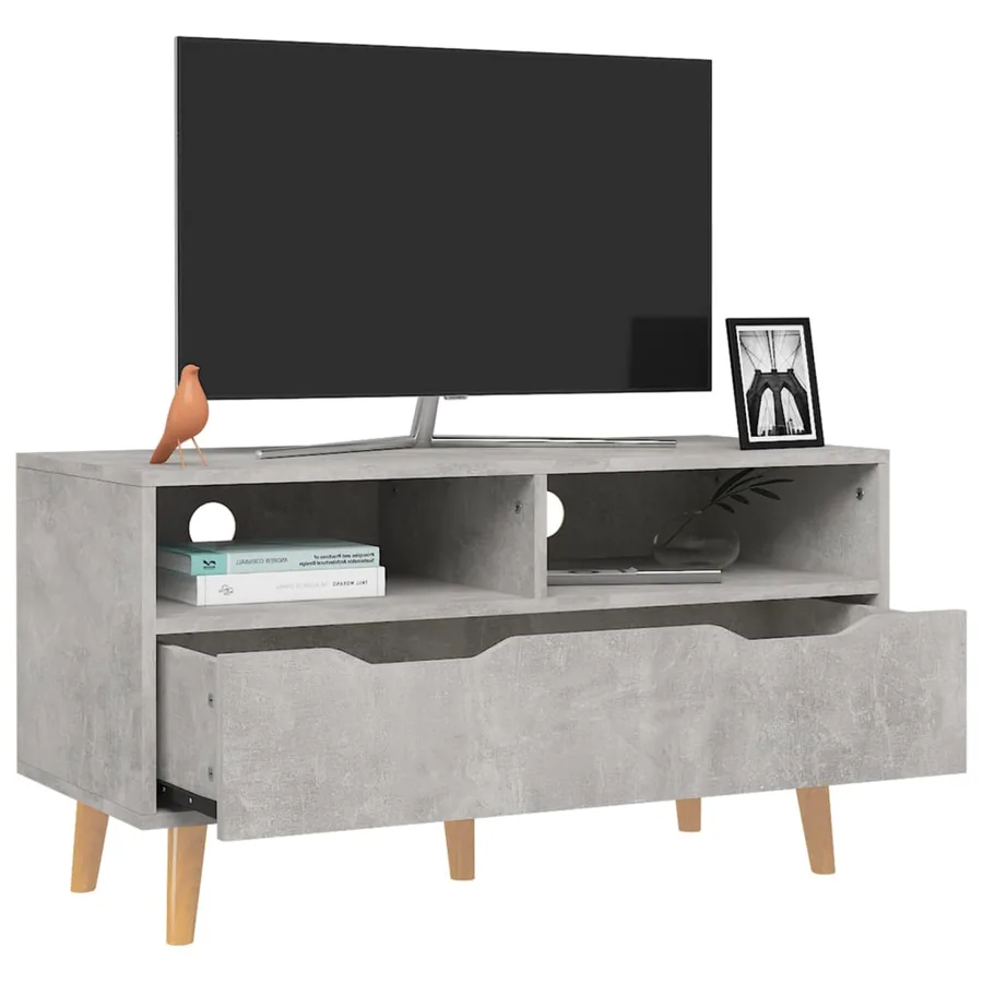 Meuble TV gris béton 90x40x48,5 cm bois d'ingénierie - 3