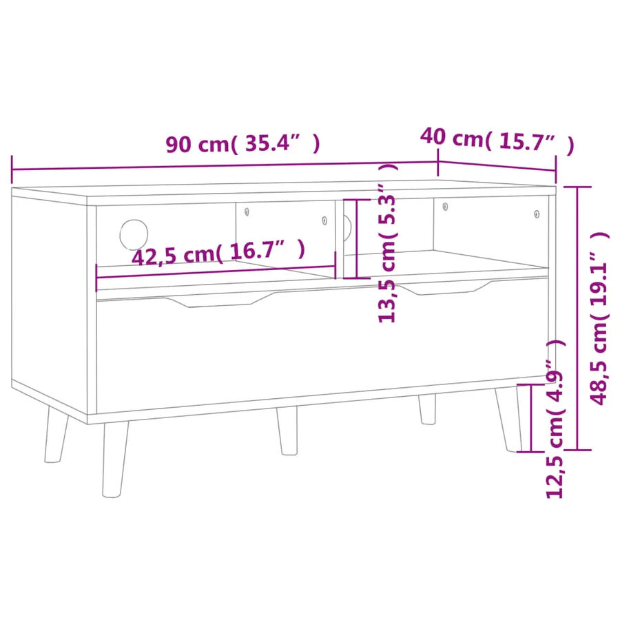 Meuble TV gris béton 90x40x48,5 cm bois d'ingénierie - 7