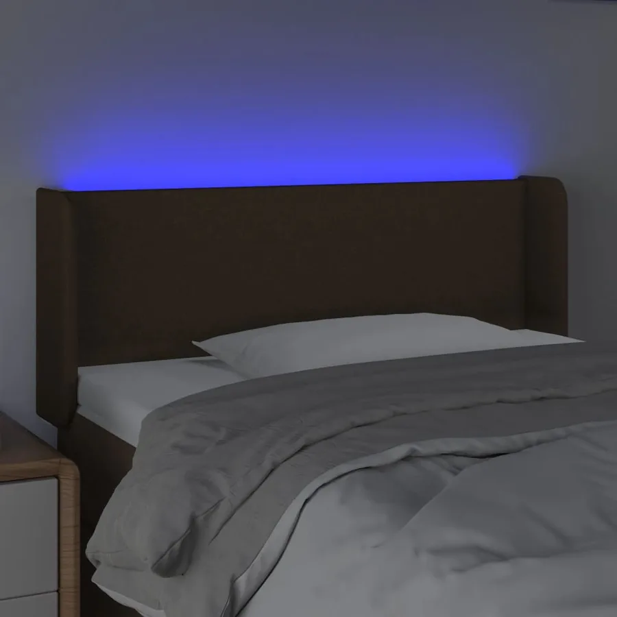 Tête de lit à LED Marron foncé 93x16x78/88 cm Tissu - 4