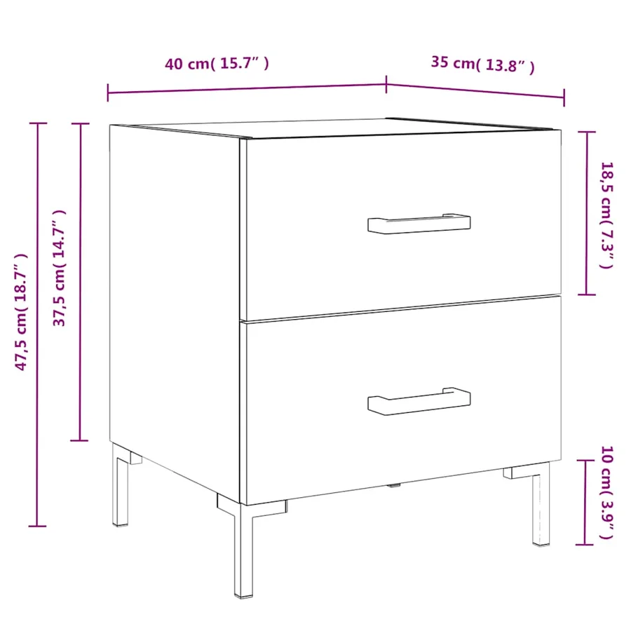 Tables de chevet 2 pcs blanc 40x35x47,5 cm bois d’ingénierie - 13