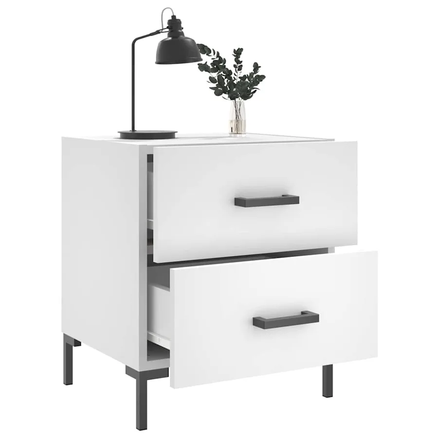 Tables de chevet 2 pcs blanc 40x35x47,5 cm bois d’ingénierie - 3