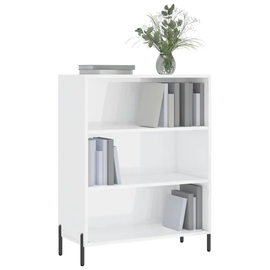 Armoire à étagères blanc brillant 69,5x32,5x90 cm - 3